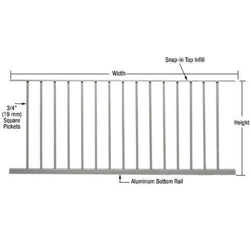 Metallic Silver 200, 300, 350, and 400 Series 72"W x 36"H Picket Panel