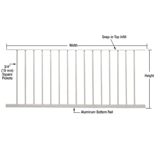 Sky White 200, 300, 350, and 400 Series 72"W x 48"H Picket Panel Sky White 200, 300, 350, and 400 Series 72"W x 48"H Picket Panel