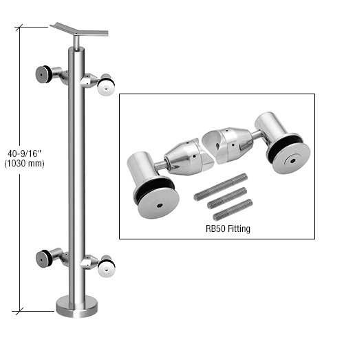 Polished Stainless P7 Series Railing 135 degree Angle Post Kit With RB50F Fittings