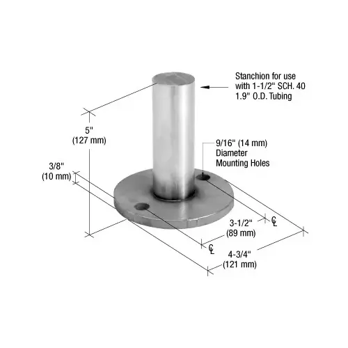 CRL P7BFS P6 and P7 316 Stainless Steel Series Post Surface Mount Stanchion Mill