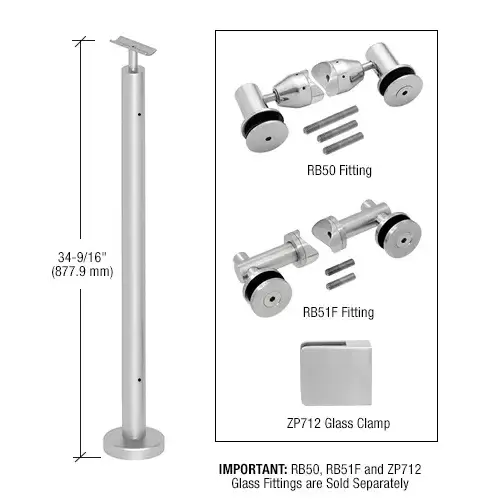 Brushed Stainless 36" P7 Series End Post Railing Kit No Fittings