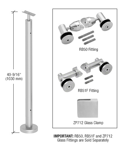 CRL P7F42EBS Brushed Stainless 42" P7 Series End Post Railing Kit No Fittings