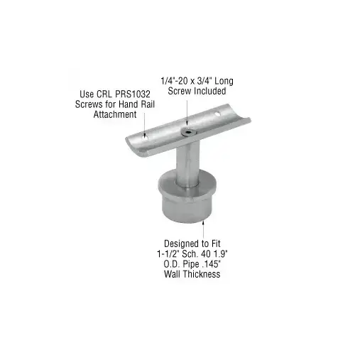 CRL P7FSBS Brushed Stainless 1.9" Round Post P-Series 180 Degree Fixed Standoff Saddle