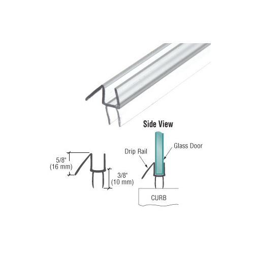 Clear Co-Extruded Bottom Wipe with Drip Rail for 3/8" Glass - 95" Stock Length - pack of 10