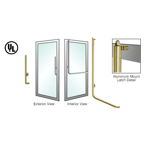 Polished Brass Left Hand Reverse Aluminum Door Mount Keyed Access 'H' Exterior, Top Securing Panic Handle