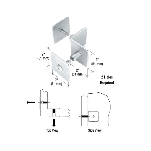 CRL PB004BS Brushed Stainless Bullet Resistant Protective Barrier System 90 Degree Top or Mid-Mount Inside Clamp