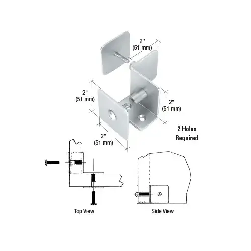 Brushed Stainless Bullet Resistant Protective Barrier System 90 Degree Bottom Mount Inside Clamp