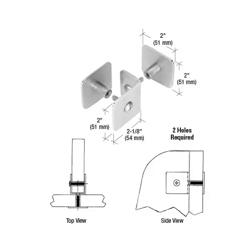 Satin Chrome Bullet Resistant Protective Barrier System Top or Mid-Mount Buttress or Baffle Clamp