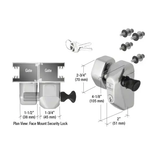 316 Polished Stainless Steel Security Face Mount Lock