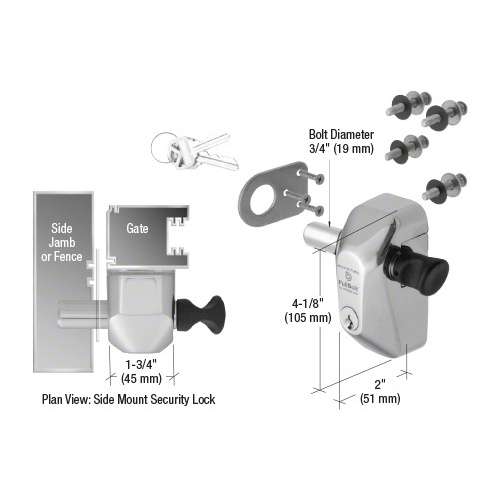 316 Polished Stainless Steel Security Side Mount Lock