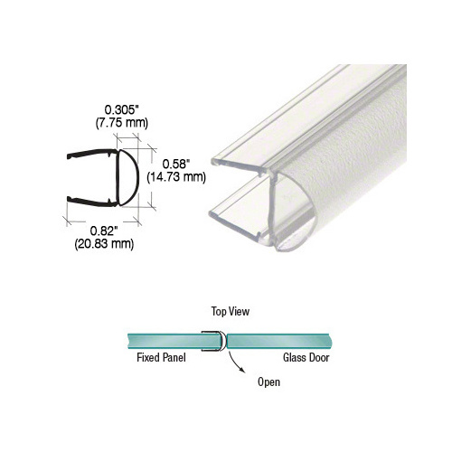 Brixwell PCR10-CCP72 Translucent Vinyl Bulb Seal for 3/8" Glass -  72" Stock Length
