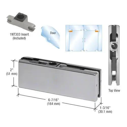 Brushed Stainless Top Door Patch Fitting With 1NT303 Insert
