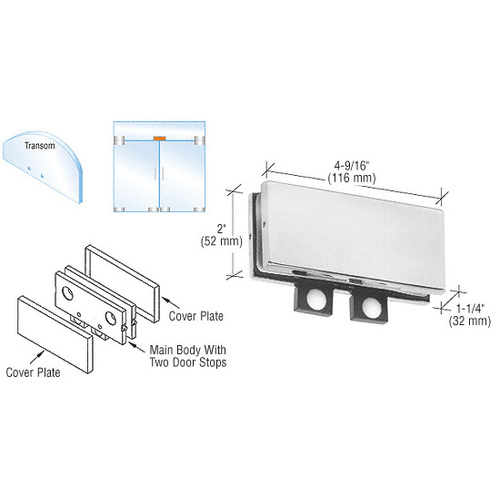 Satin Anodized Transom Mounted Connector With Two Reversible Door Stops