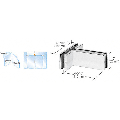 Satin Anodized Transom Mounted Patch Connector With Support Fin Bracket