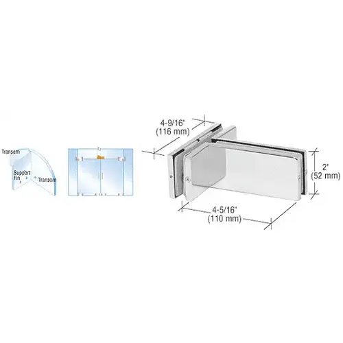 Polished Stainless Transom Mounted Patch Connector with Support Fin Bracket