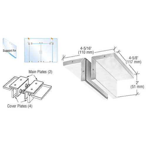 Satin Anodized Ceiling Mounted Support Fin Bracket Patch Fitting