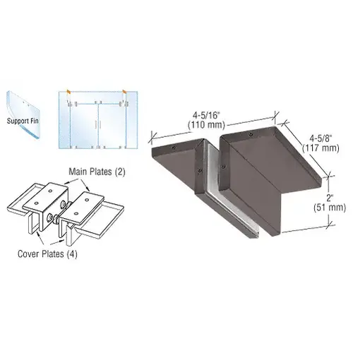 Dark Bronze Ceiling Mounted Support Fin Bracket Patch Fitting