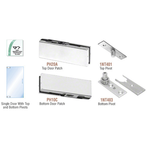 Satin Anodized North American Patch Door Kit - Without Lock