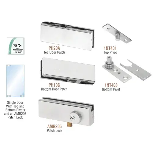 Satin Anodized North American Patch Door Kit - With Lock