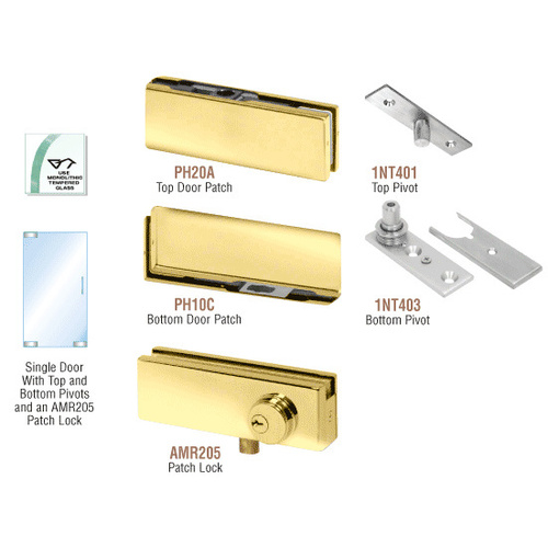 Polished Brass North American Patch Door Kit - With Lock