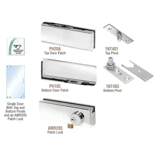 Polished Stainless North American Patch Door Kit - With Lock