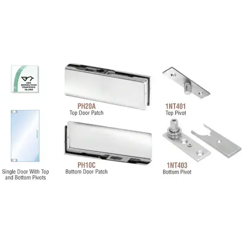 Polished Stainless North American Patch Door Kit - Without Lock