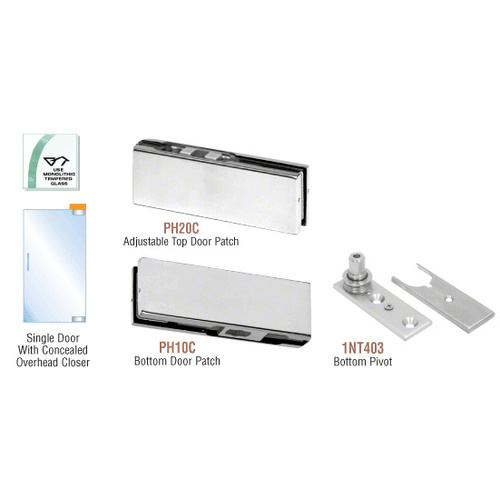 Brushed Stainless North American Patch Door Kit for Use with Overhead Door Closer - Without Lock