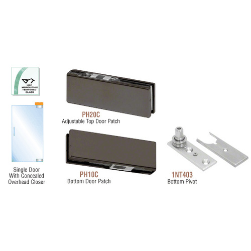 Black Bronze Anodized North American Patch Door Kit for Use with Overhead Door Closer - Without Lock