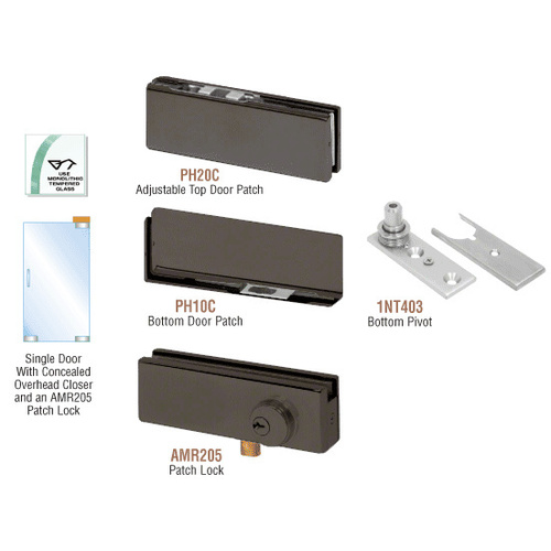 Black Bronze Anodized North American Patch Door Kit for Use with Overhead Door Closer - With Lock