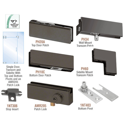 Black Bronze Anodized North American Patch Door Kit for Use With Fixed Transom and One Sidelite - Without Lock