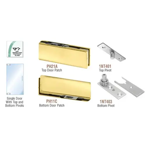 Polished Brass European Patch Door Kit - Without Lock