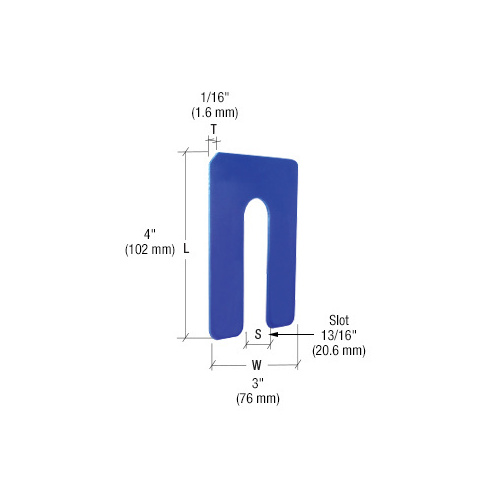 CRL PHS36-XCP100 Blue 1/16" x 4" Jumbo Size Plastic Horseshoe Shims - pack of 100