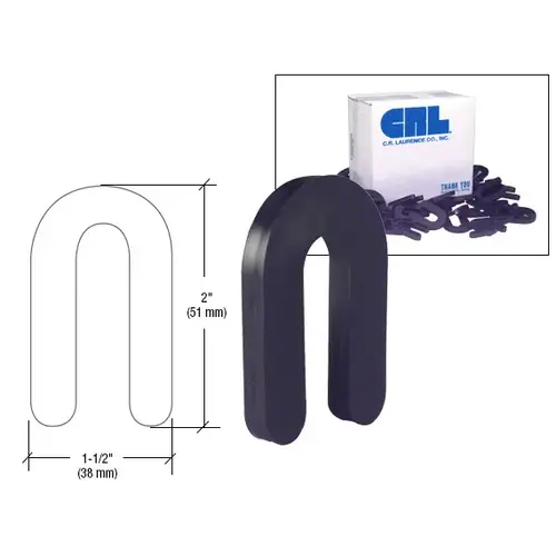 CRL PHS4 Black 1/4" x 2" Plastic Horseshoe Shims