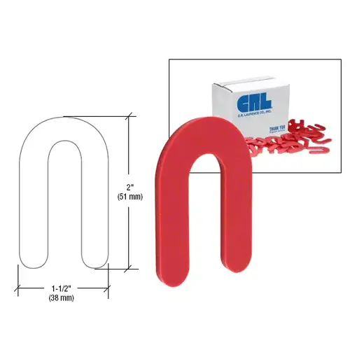 CRL PHS8 Red 1/8" x 2" Plastic Horseshoe Shims