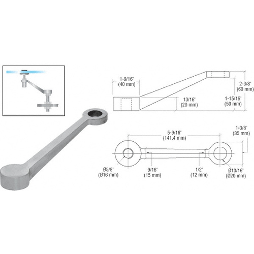 Brushed Stainless Regular Duty Single Long Arm Spider Fitting Column Mount