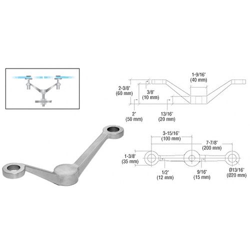 CRL PMR2BS Brushed Stainless Regular Duty Spider Fitting Double Arm Column Mount