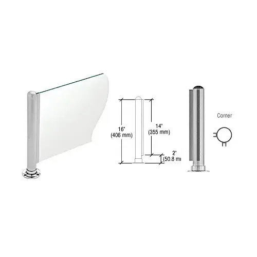 Brushed Stainless 16" Round PP03 Elegant Series Counter/Partition Corner Post With Air Space