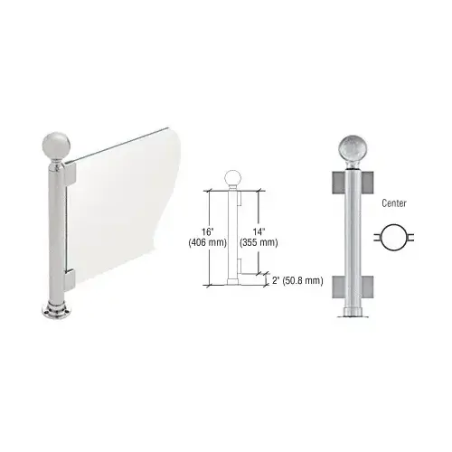 Brushed Stainless 16" Round PP05 Elegant Series Counter/Partition Center Post With Air Space