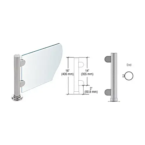 Brushed Stainless 16" Round PP06 Elegant Series Counter/Partition End Post With Air Space