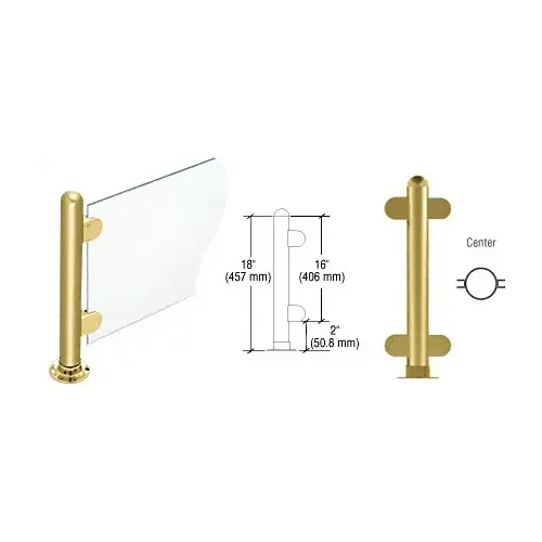 Polished Brass 18" Round PP07 Elegant Series Counter/Partition Center Post with Air Space