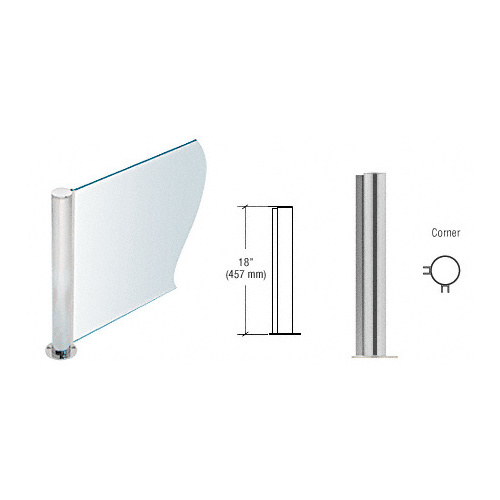 CRL PP0818LBS Brushed Stainless 18" Round PP08 Elegant Series Counter/Partition Corner Post