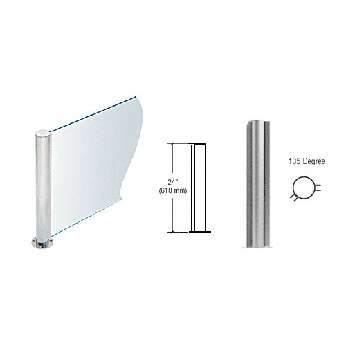CRL PP0824ABS Brushed Stainless 24" Round PP08 Elegant Series Counter/Partition 135 Degree Post
