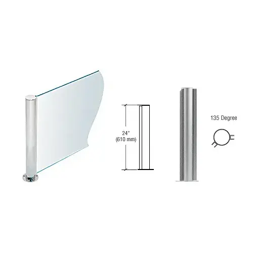 CRL PP0824ABS Brushed Stainless 24" Round PP08 Elegant Series Counter/Partition 135 Degree Post