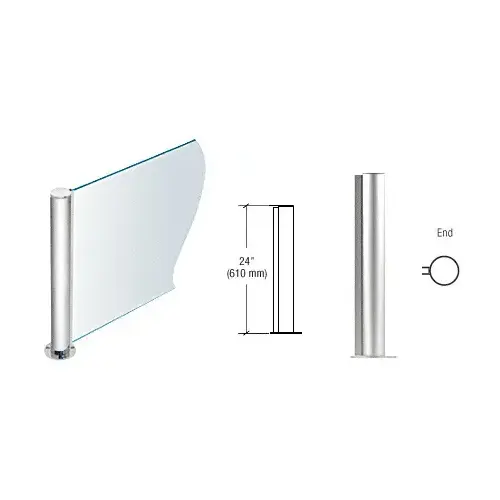 CRL PP0824EPS Polished Stainless 24" Round PP08 Elegant Series Counter/Partition End Post