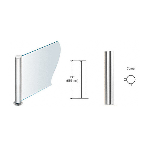 CRL PP0824LPS Polished Stainless 24" Round PP08 Elegant Series Counter/Partition Corner Post