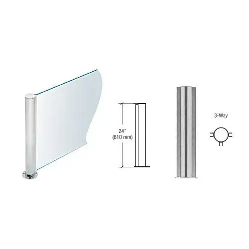 Brushed Stainless 24" Round PP08 Elegant Series Counter/Partition 3-Way Post
