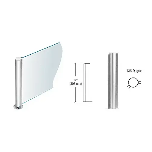Polished Stainless 12" Round PP08 Elegant Series Counter/Partition 135 Degree Post
