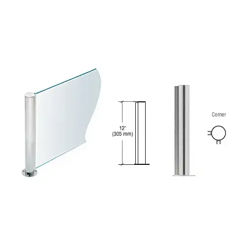 CRL PP08LBS Brushed Stainless 12" Round PP08 Elegant Series Counter/Partition Corner Post