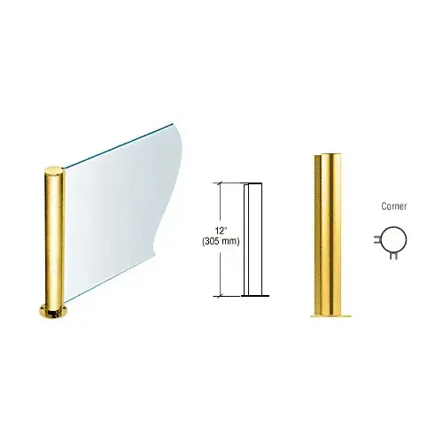 Polished Brass 12" Round PP08 Elegant Series Counter/Partition Corner Post