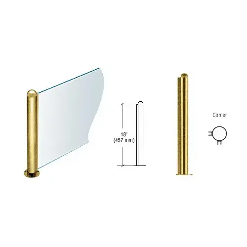 CRL PP09LPB Polished Brass 18" Round PP09 Elegant Series Counter/Partition Corner Post